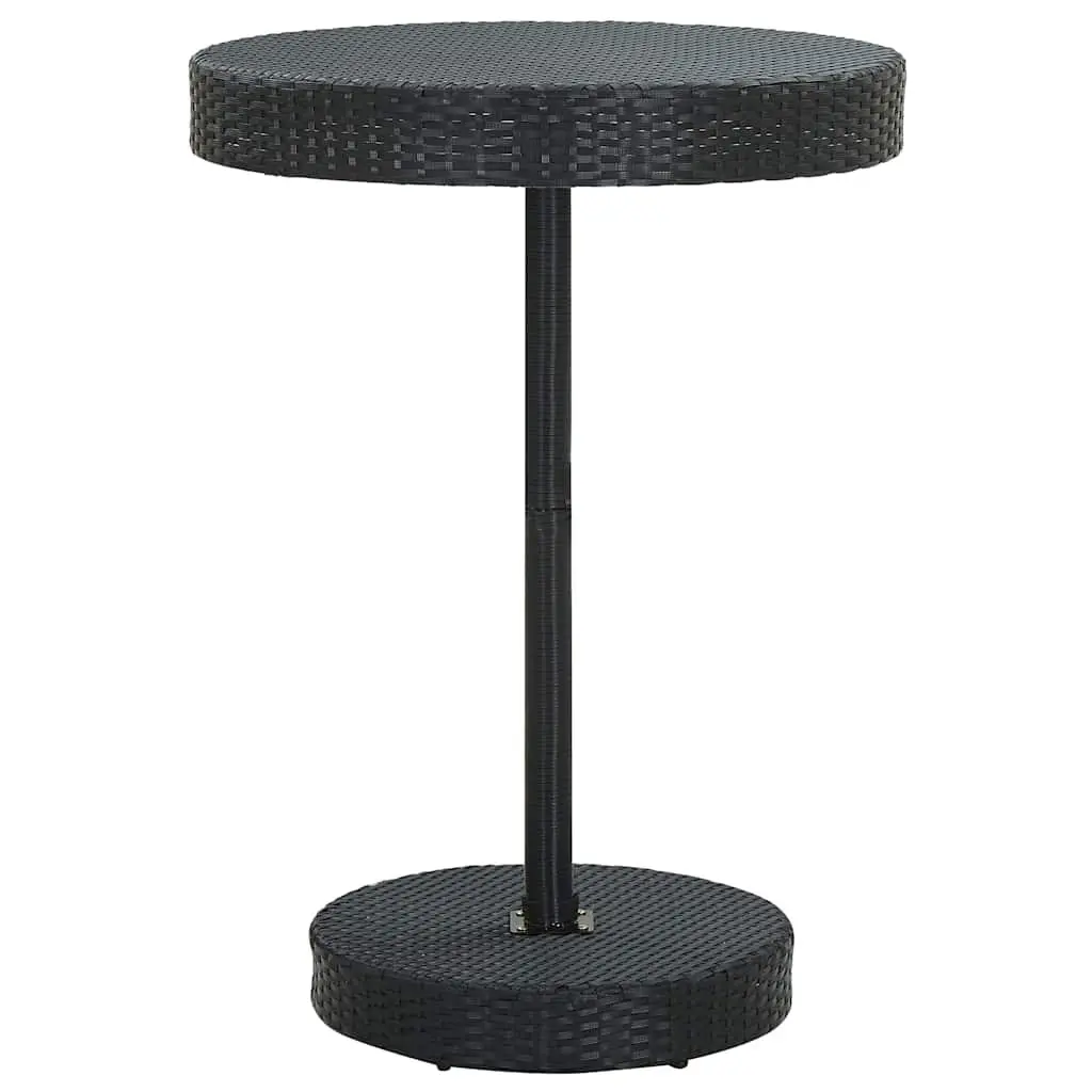 5 Piece Garden Bar Set Black Poly Rattan Outdoor Bar Table and Stools with Cushions
