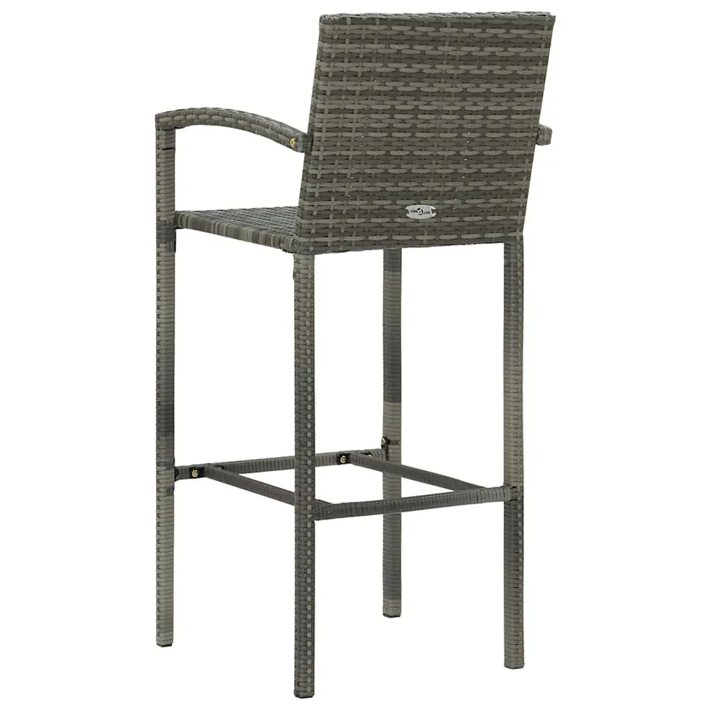 3 Piece Garden Bar Set Grey Poly Rattan Outdoor Bar Table Stools