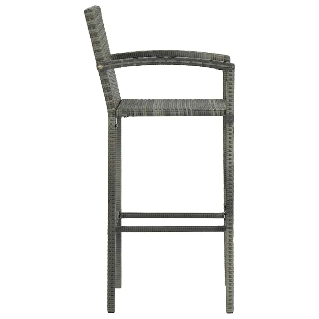 3 Piece Garden Bar Set Grey Poly Rattan Outdoor Bar Table Stools