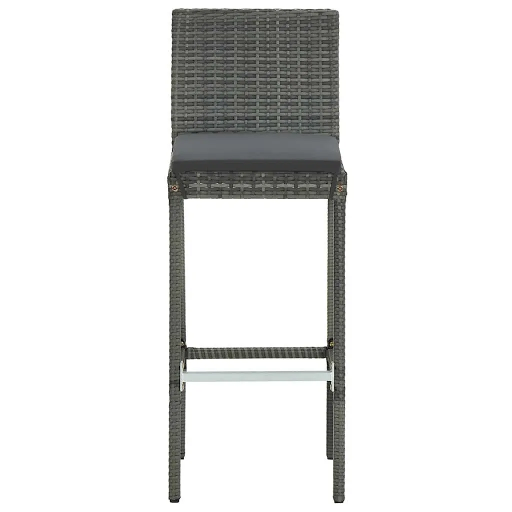 7 Piece Outdoor Bar Set Grey Cushioned Poly Rattan Garden Table and Stools