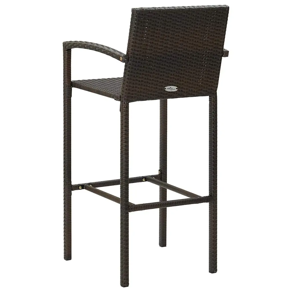 Outdoor Bar Set 5 Piece Brown Poly Rattan Armrest Bar Table and Stools