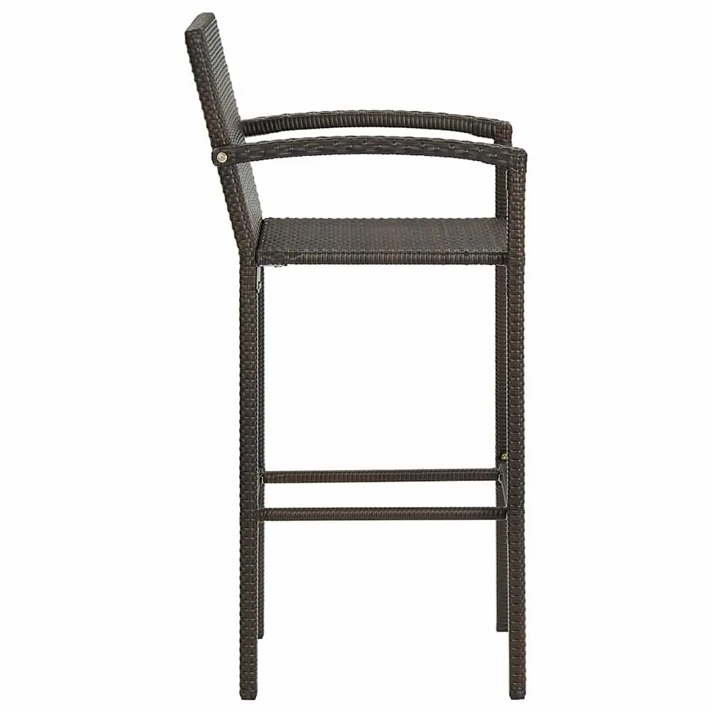 Outdoor Bar Set 5 Piece Brown Poly Rattan Armrest Bar Table and Stools