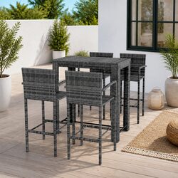 Grey Poly Rattan Bar Set - Perfect for Outdoor Spaces