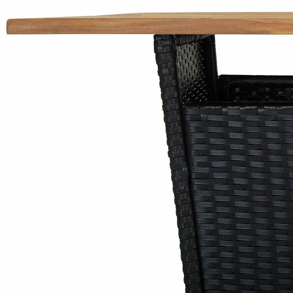 Garden Bar Set 9 Piece Outdoor Furniture Cushioned Stools PE Rattan Steel Frame Acacia Wood Tabletop