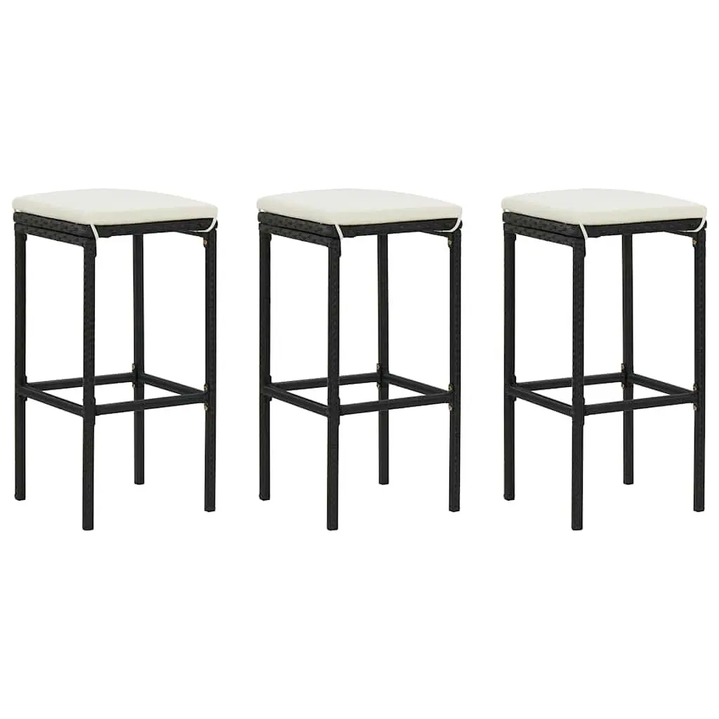 Garden Bar Set 4 Piece Black Weather-resistant PE Rattan with Cushions Outdoor Patio Furniture