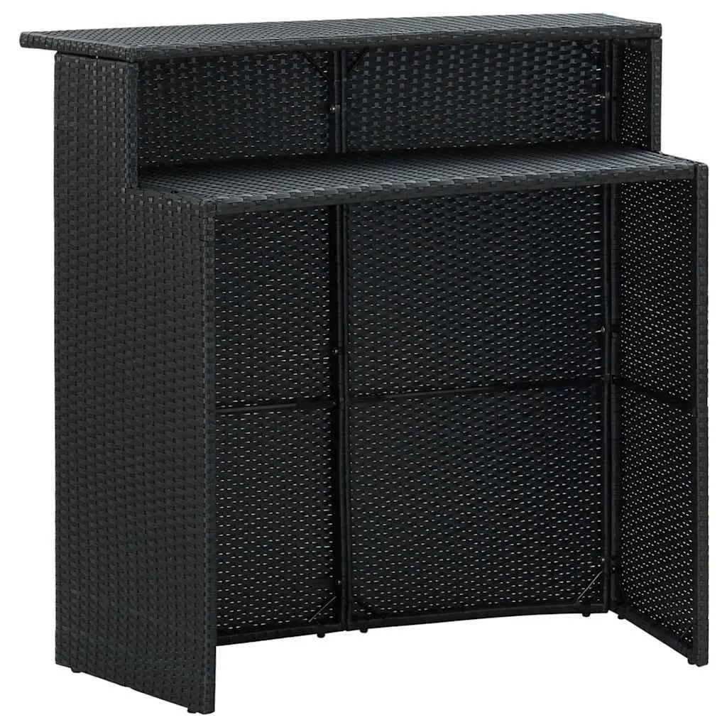 Garden Bar Set 4 Piece Black Weather-resistant PE Rattan with Cushions Outdoor Patio Furniture