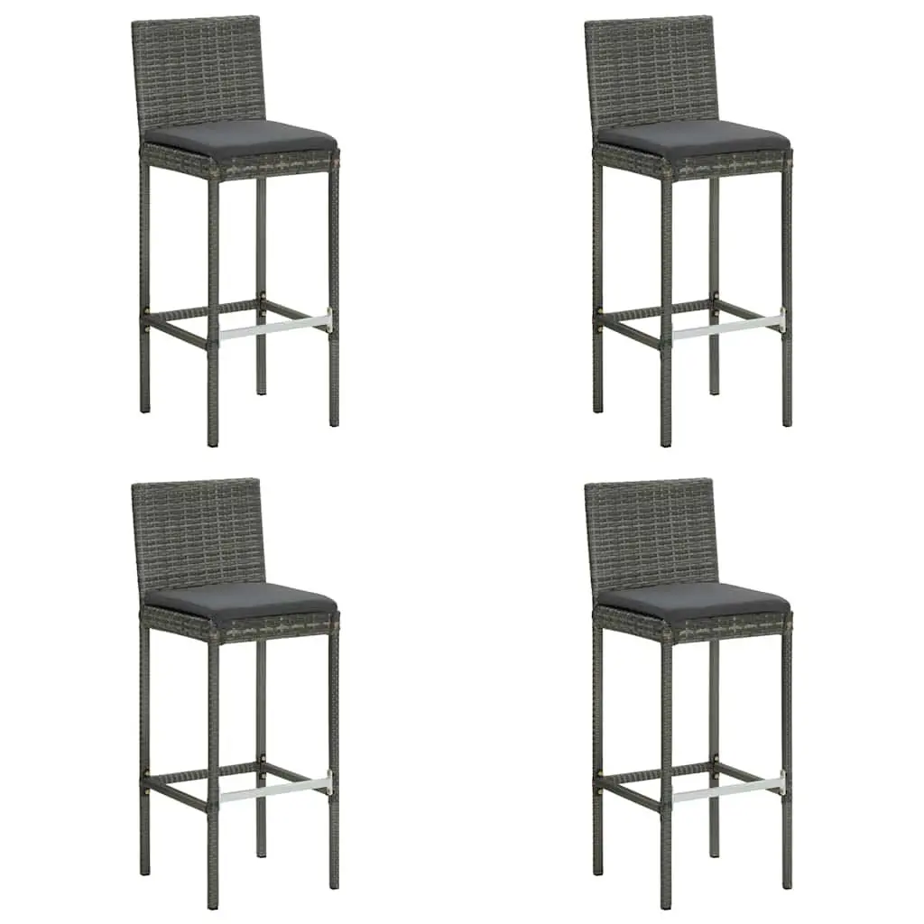 5 Piece Rattan Garden Bar Set Lightweight with Removable Grey Cushions Weather Resistant Steel Frame