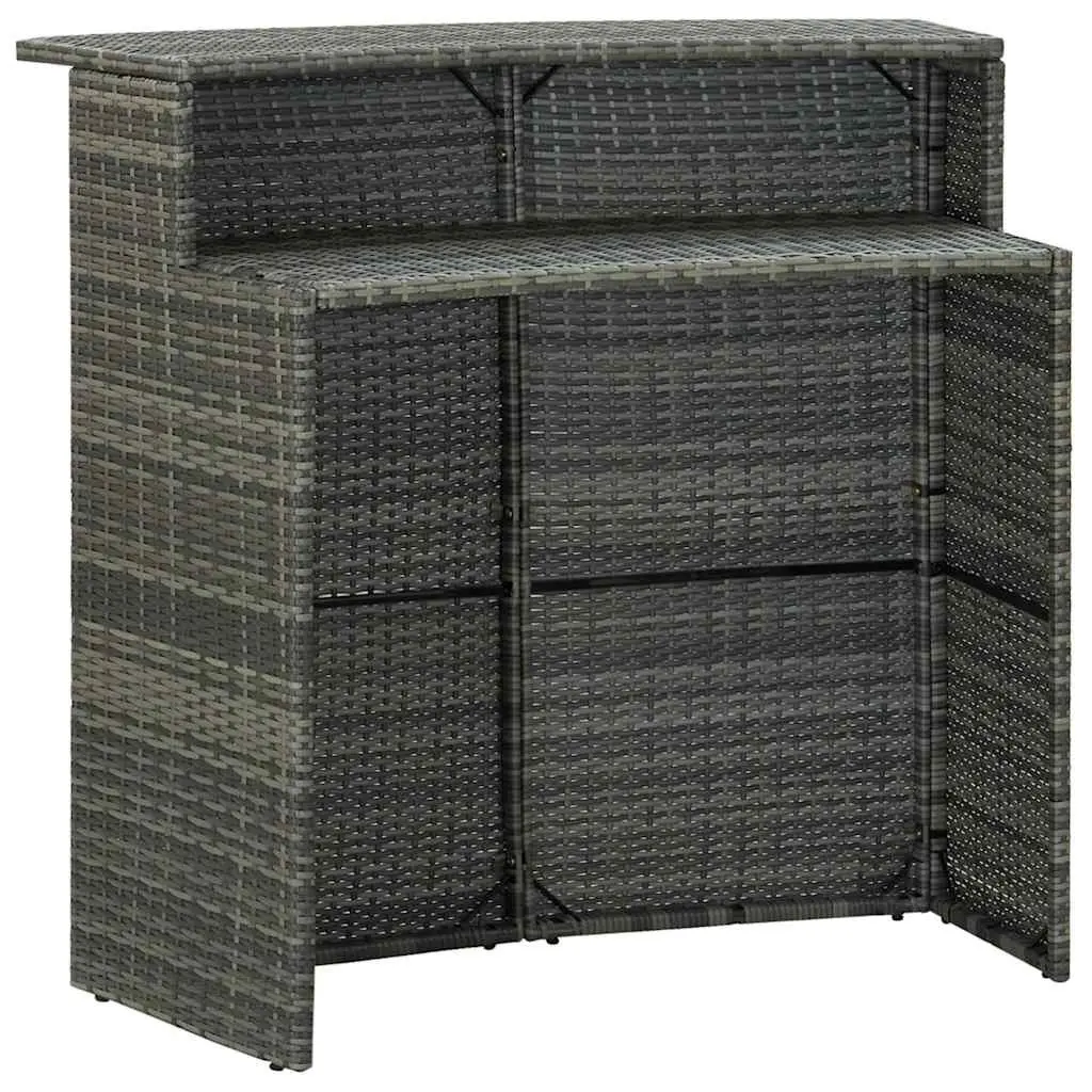 5 Piece Rattan Garden Bar Set Lightweight with Removable Grey Cushions Weather Resistant Steel Frame