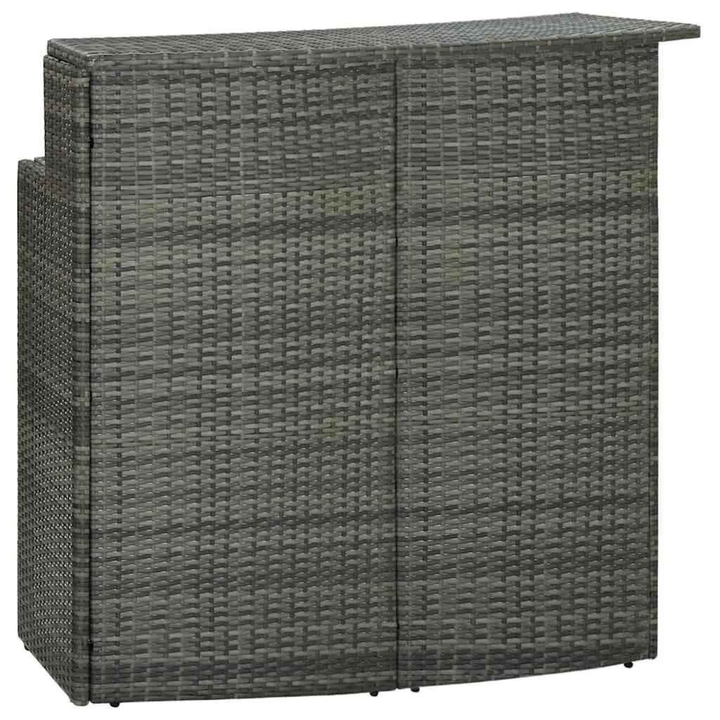 5 Piece Rattan Garden Bar Set Lightweight with Removable Grey Cushions Weather Resistant Steel Frame