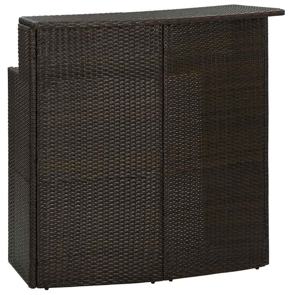 3 Piece Garden Bar Set Brown PE Rattan Outdoor Patio Furniture with Steel Frame