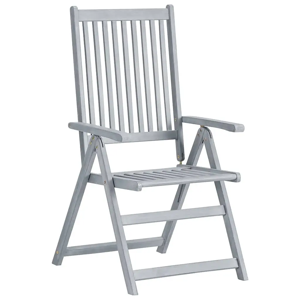 Outdoor Reclining Chairs Set 6 Piece Grey Wash Solid Acacia Wood Adjustable Backrest