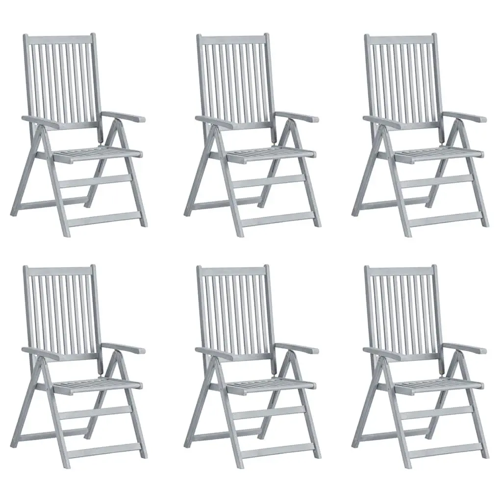 Outdoor Reclining Chairs Set 6 pcs Adjustable Backrest Solid Acacia Wood Garden