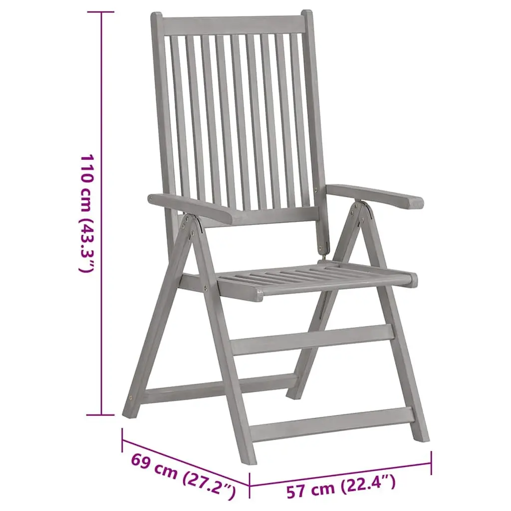 Outdoor Reclining Chairs 4 Piece Set Adjustable Backrest Solid Acacia Wood with Cushions