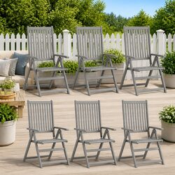 Outdoor Reclining Chairs Set 6 pcs Garden Armchairs with Adjustable Backrest