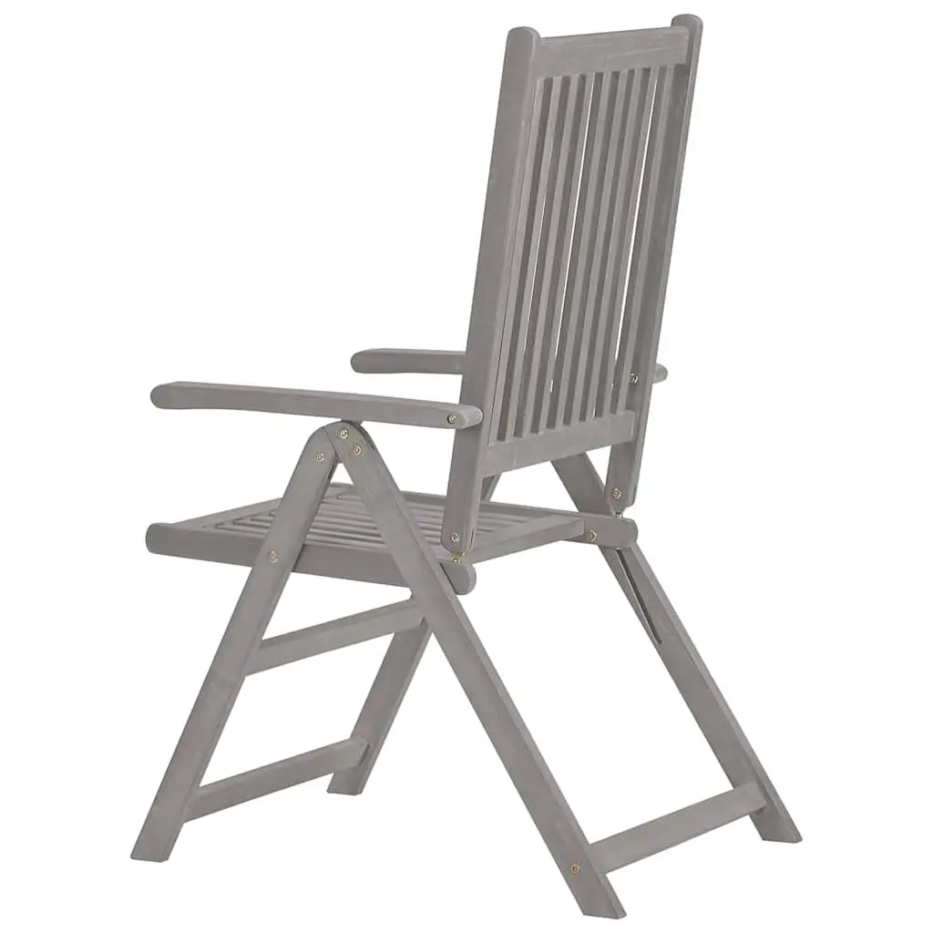 Outdoor Reclining Chairs Set 6 Piece Adjustable Backrest Grey Solid Acacia Wood