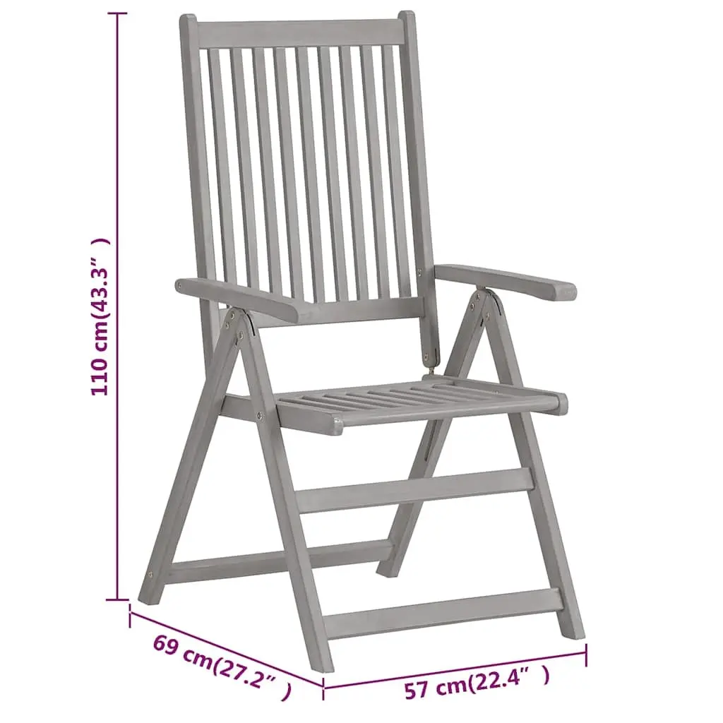 Outdoor Reclining Chairs Set 6 Piece Adjustable Backrest Grey Solid Acacia Wood