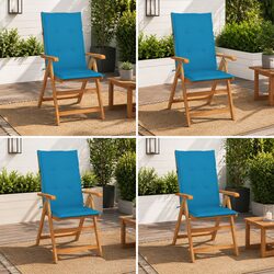 Patio Seating Set of 4 Teak Wood Chairs with Cushions