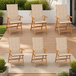 6-Piece Teak Wood Outdoor Chairs with Cushions for Relaxation