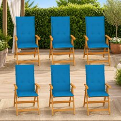 Stylish 6-Piece Garden Chair Set with Blue Cushions