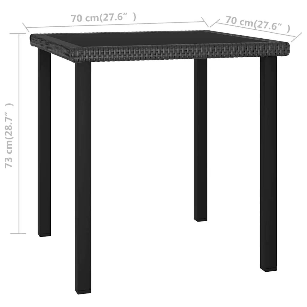 3 Piece Outdoor Garden Dining Set Black Steel Frame Weather Resistant PE Rattan Table Chairs