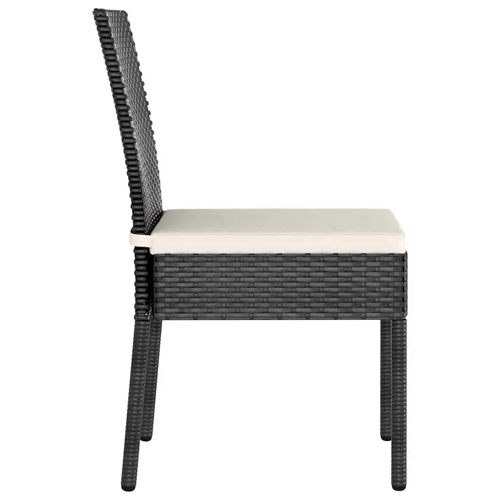 3 Piece Outdoor Garden Dining Set Black Steel Frame Weather Resistant PE Rattan Table Chairs