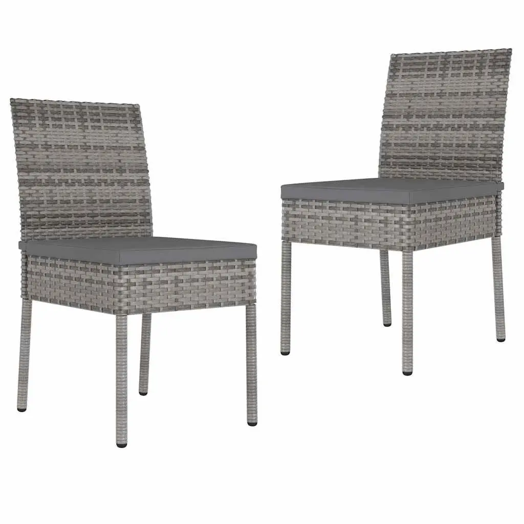 3 Piece Garden Dining Set Outdoor Patio Table Chairs Grey Rattan Furniture