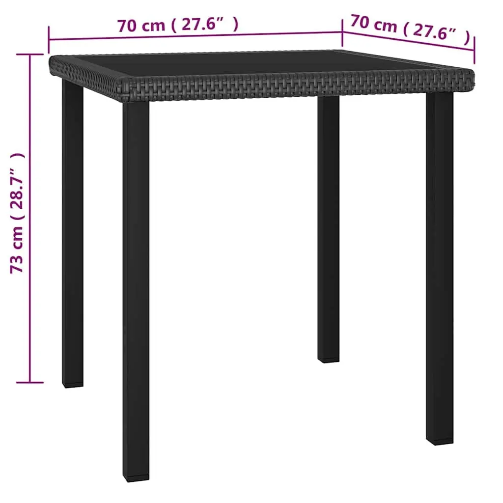 Outdoor Dining Set 3 Piece Black Steel Frame with Weather Resistant PE Rattan and Cushions