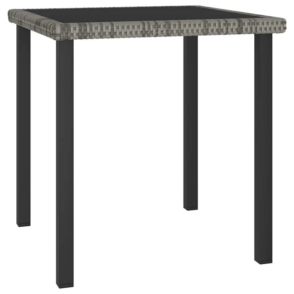 Garden Dining Set 3 Piece Grey Rattan Outdoor Furniture Table Chairs