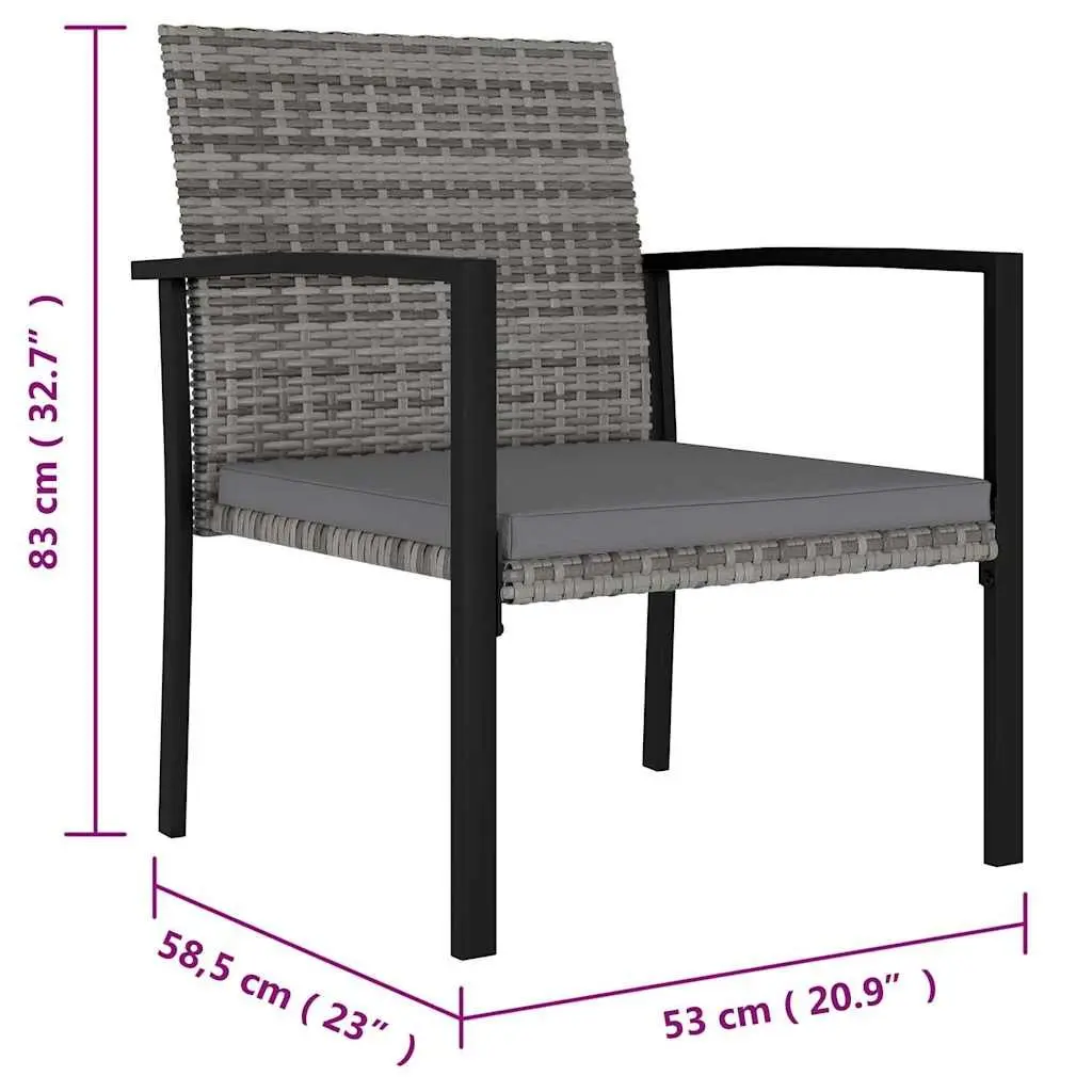 5 Piece Garden Dining Set Poly Rattan Grey Outdoor Furniture Patio Table Chairs