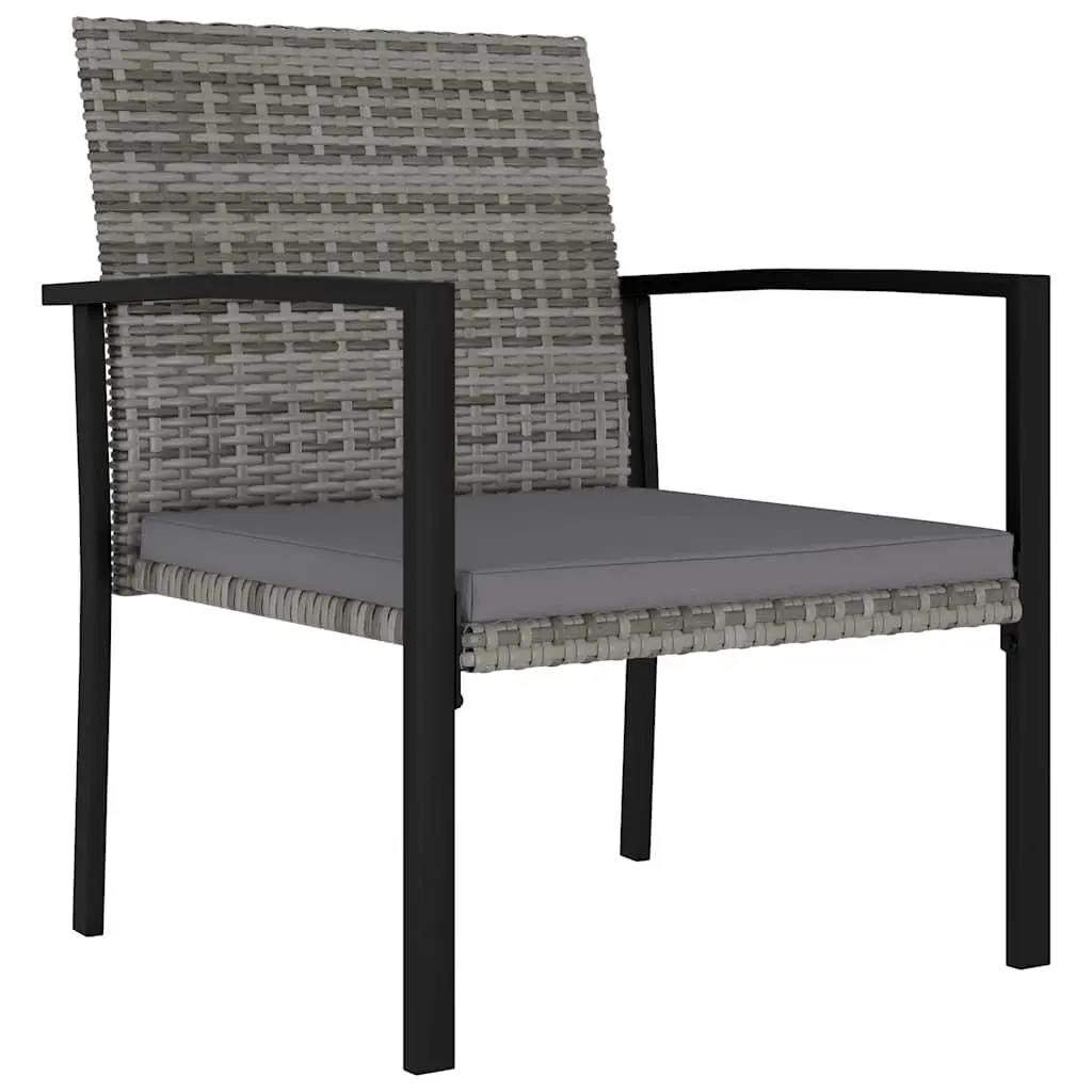 Outdoor Patio Dining Set 7 Piece Grey PE Rattan Table with Steel Frame and Cushions