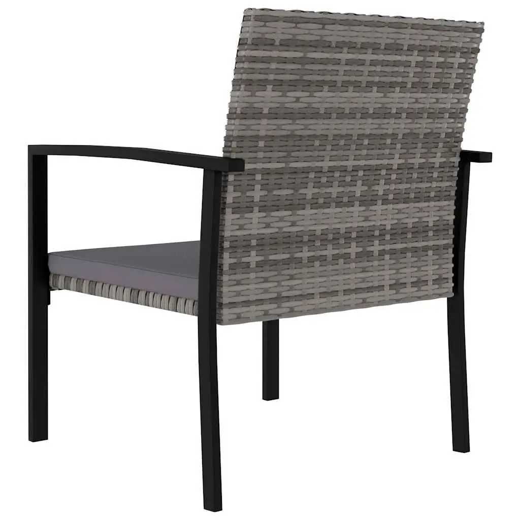 Outdoor Patio Dining Set 7 Piece Grey PE Rattan Table with Steel Frame and Cushions