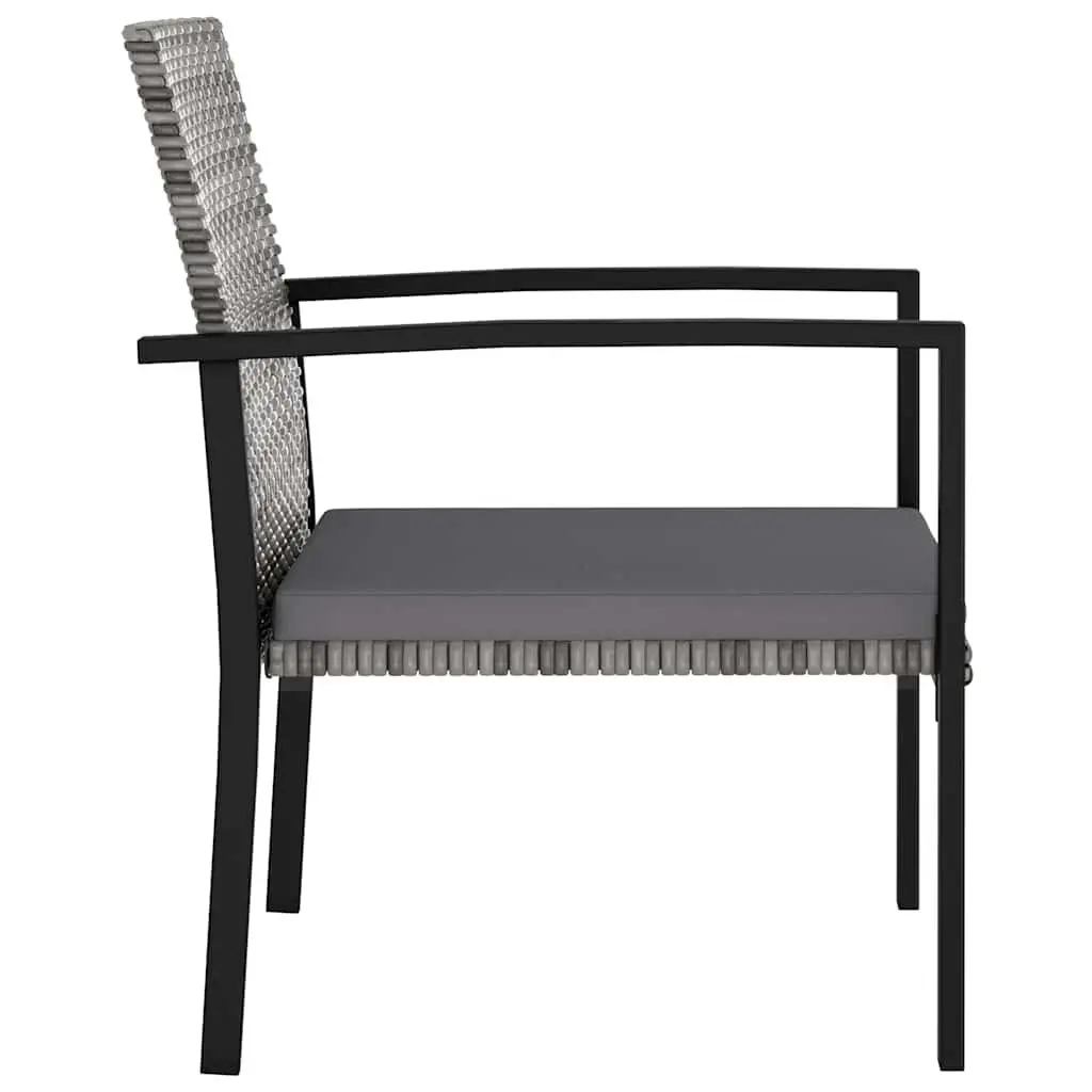 Outdoor Patio Dining Set 7 Piece Grey PE Rattan Table with Steel Frame and Cushions