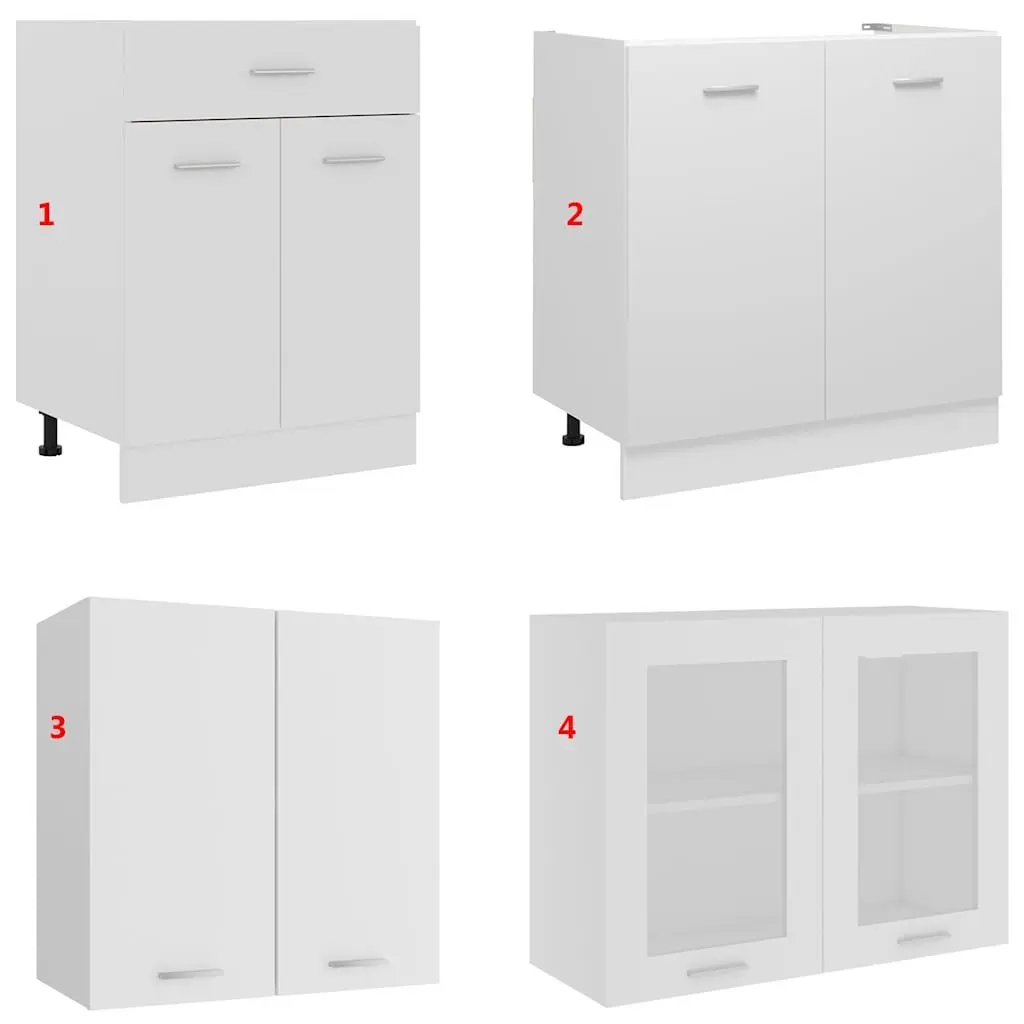 4 Piece Kitchen Cabinet Set White Storage Cupboards Engineered Wood Furniture