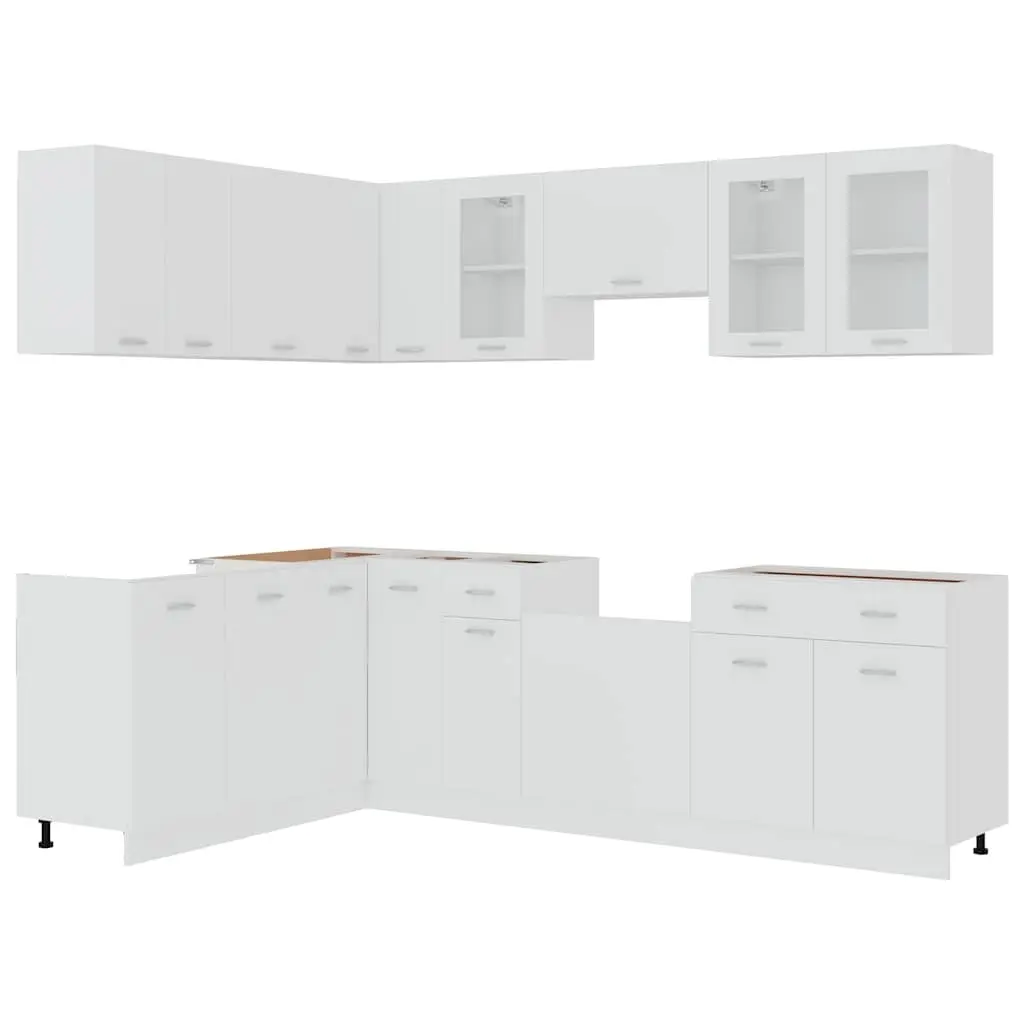 Kitchen Cabinet Set 11 Piece White Storage Cupboard Engineered Wood Furniture