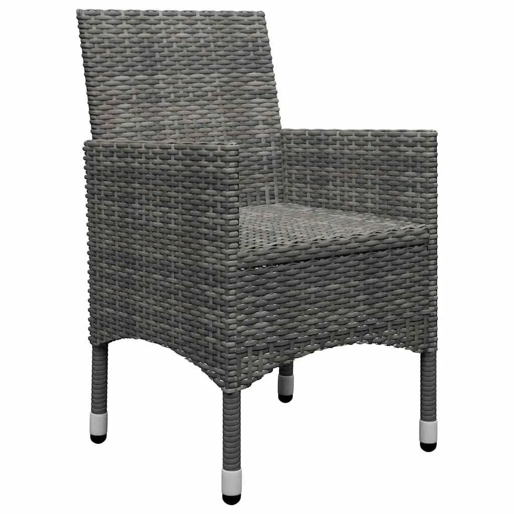 Outdoor Dining Set 5 Piece Grey Acacia Wood Table Rattan Chairs with Cushions
