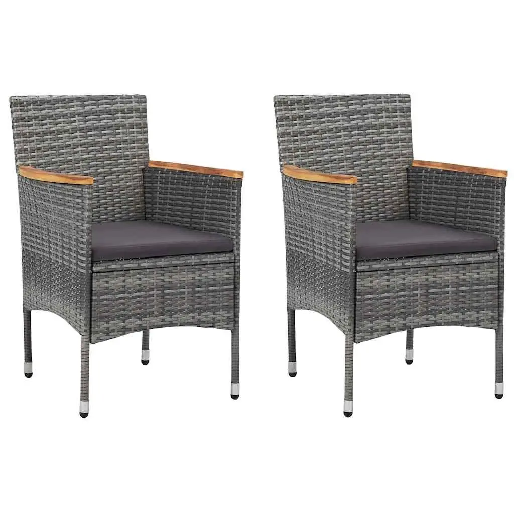 Garden Dining Set 3 Piece Outdoor Table Chairs Grey Rattan Patio Furniture