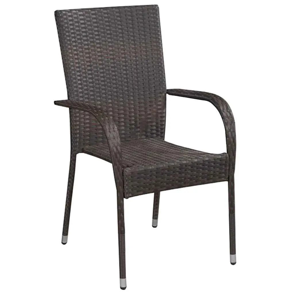 Outdoor Dining Set 3 Piece Acacia Wood Table and Rattan Chairs Lightweight Stackable