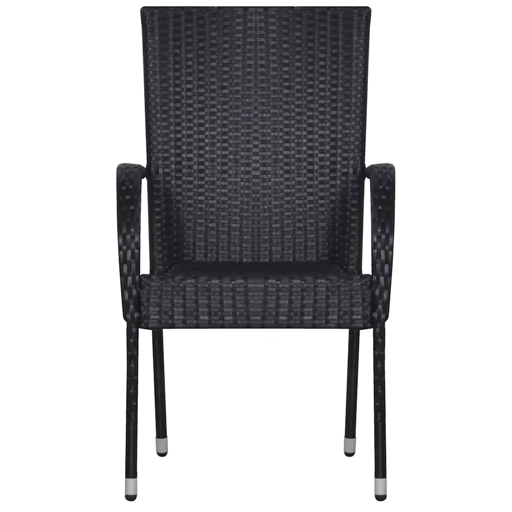 5 Piece Garden Dining Set Black Outdoor Table and Chairs with Solid Acacia Wood and Powder-Coated Steel Frames