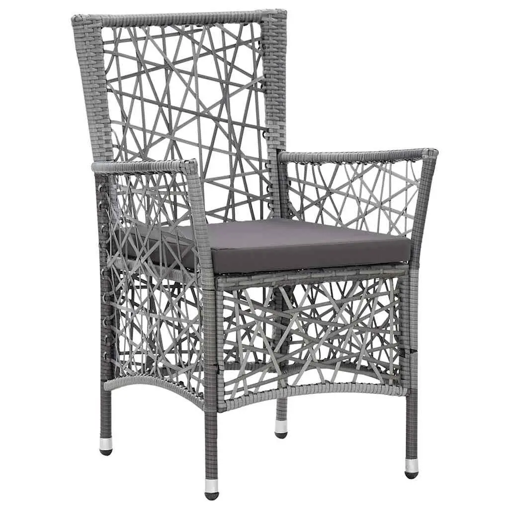 3 Piece Garden Dining Set Grey Acacia Wood Table Powder-Coated Steel Frame Weather-Resistant PE Rattan Chairs