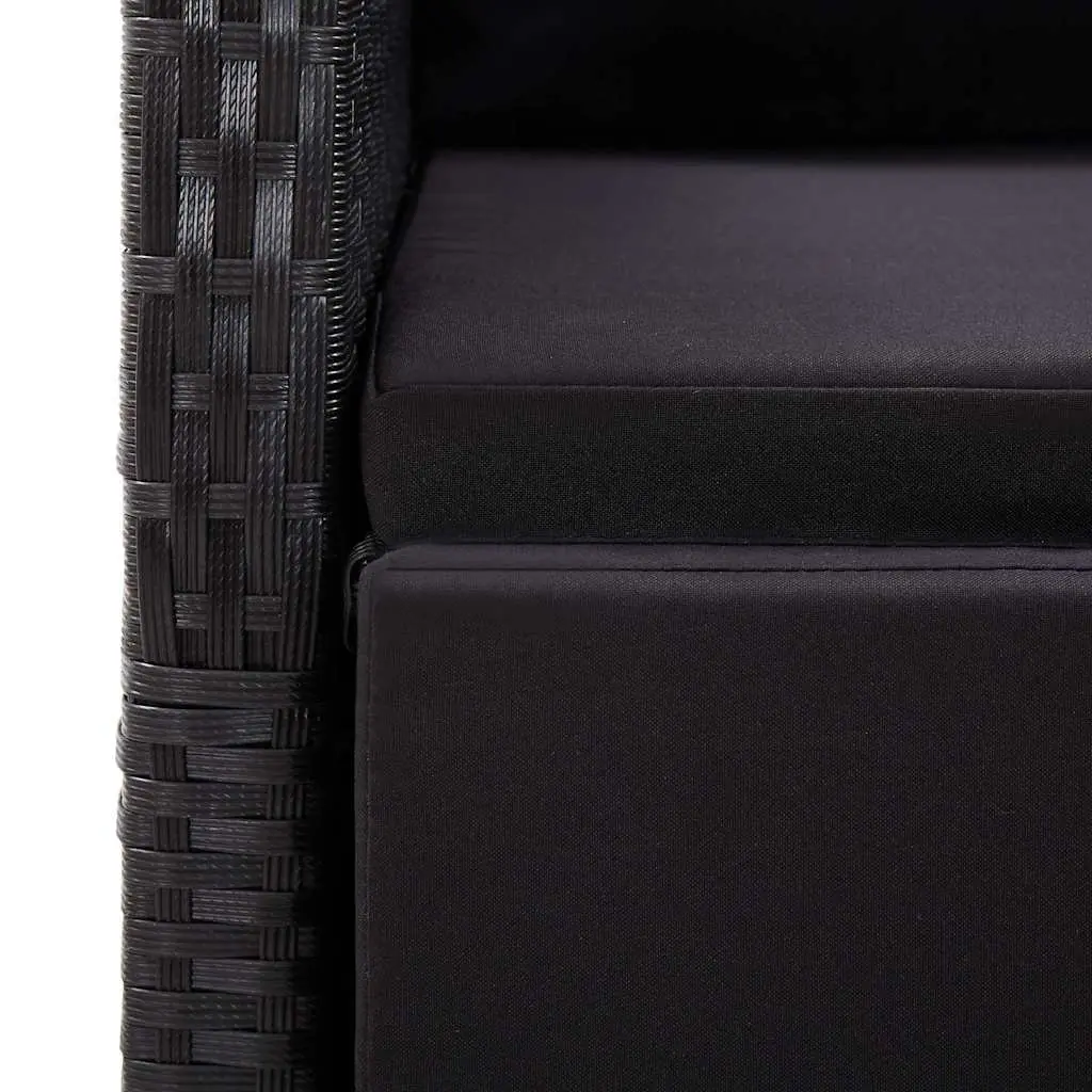 5 Piece Garden Dining Set Black Outdoor Furniture Adjustable Backrest and Footrest Rattan
