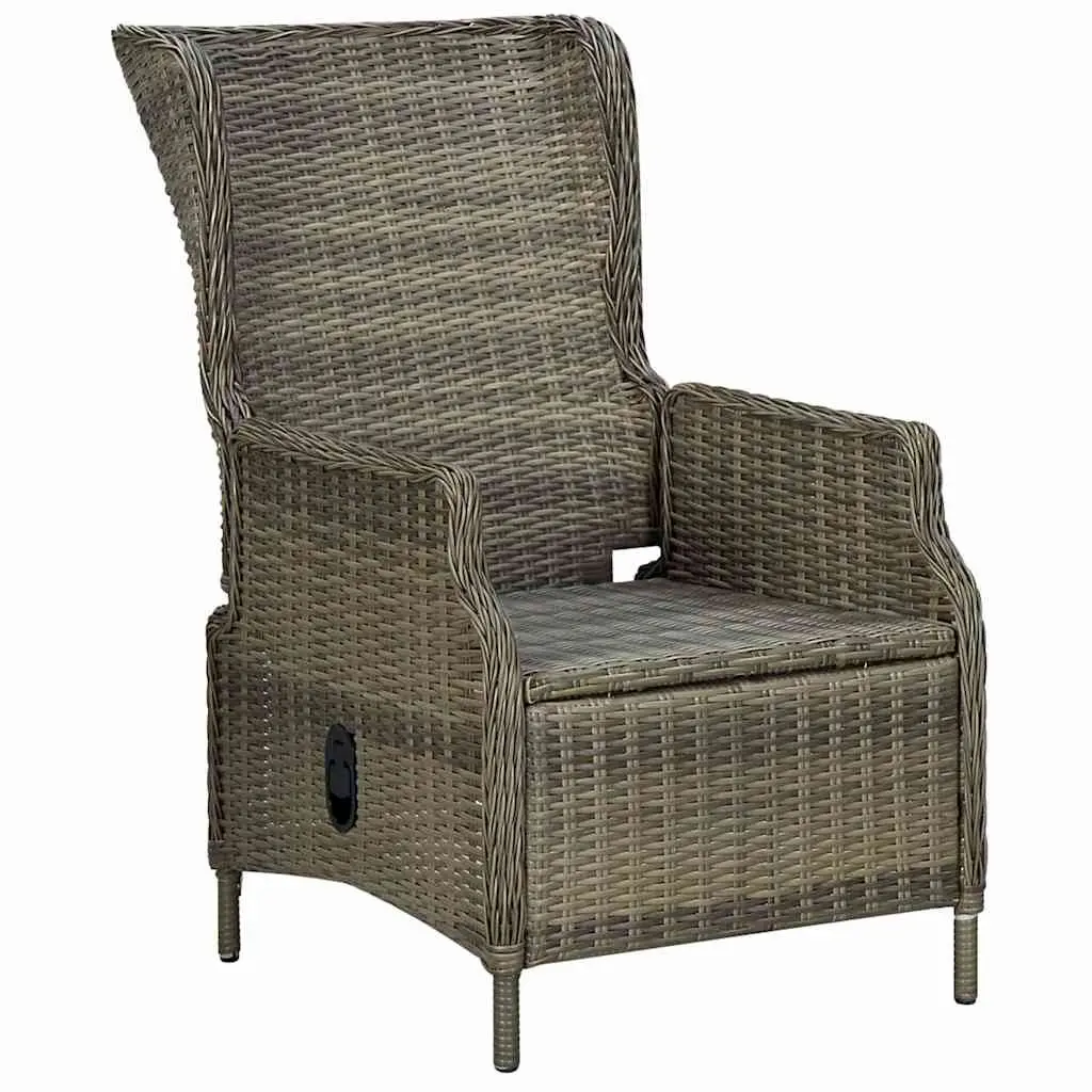 Outdoor Dining Set 5 Piece Brown Acacia Wood Table with Adjustable Backrest Chairs and Padded Cushions