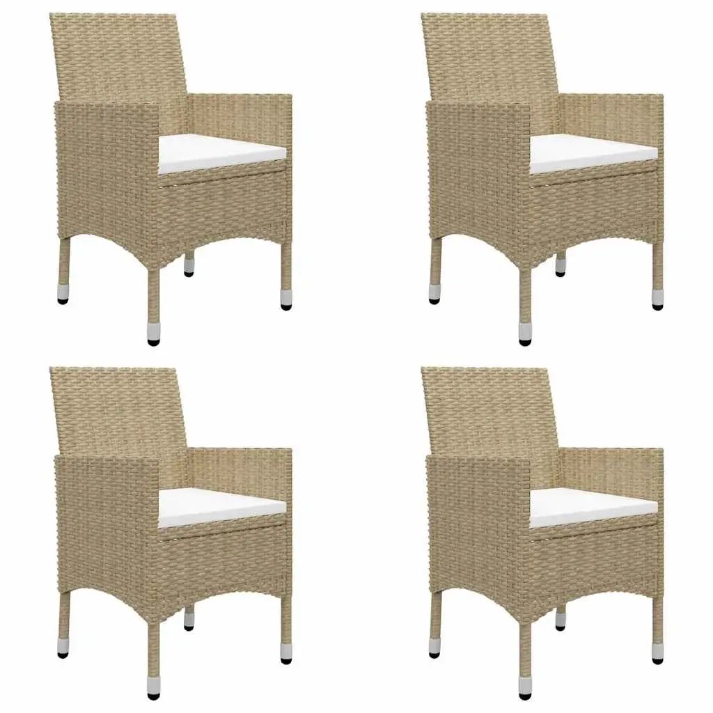 Garden Dining Set 5 Piece Outdoor Furniture Beige Acacia Wood Table with Cushions