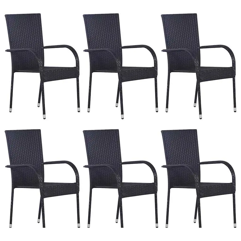 Outdoor Dining Set 7 Piece Black Garden Furniture Table Chairs Patio Seating