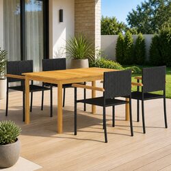 Stylish Black 5 Piece Patio Dining Set for Your Garden
