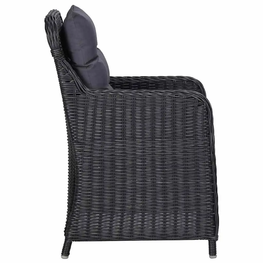 Outdoor Dining Set 5 Piece Black Rattan Table and Chairs with Cushions