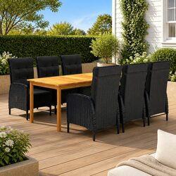 Stylish 7-Piece Outdoor Dining Set in Black