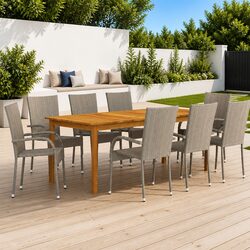 Stylish 9-Piece Grey Dining Set for Outdoor Spaces