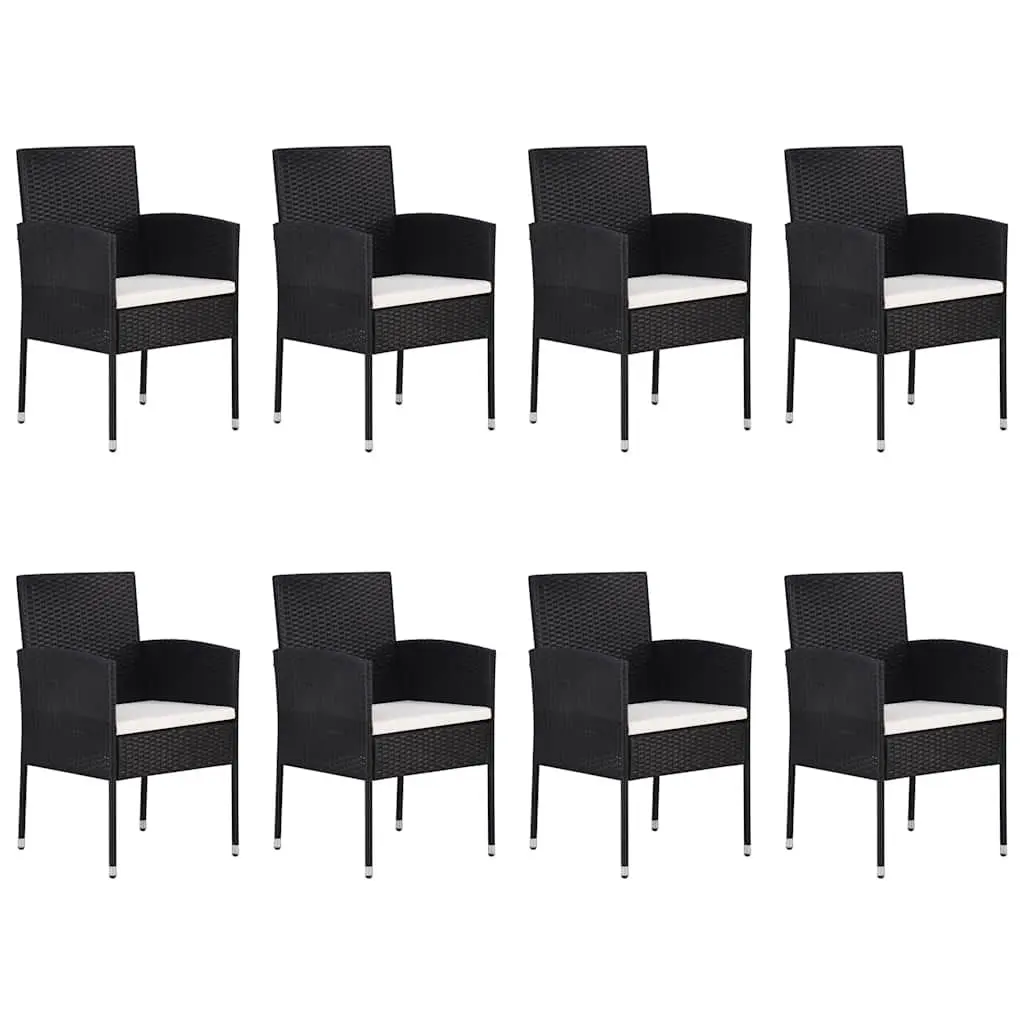 9 Piece Outdoor Garden Dining Set Black Table with Cushions for Patio Furniture