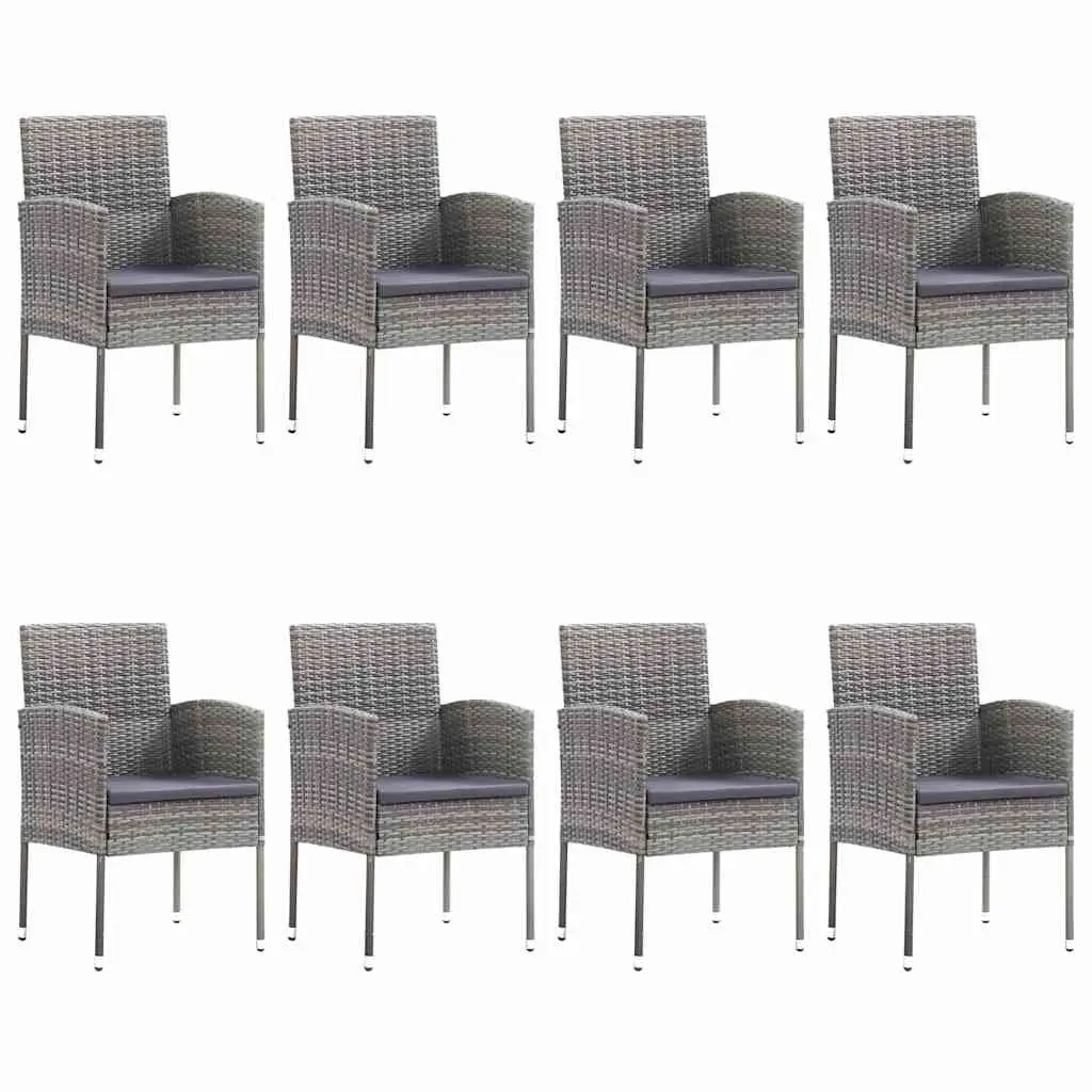 9 Piece Outdoor Garden Dining Set Grey Acacia Wood Table with 8 Chairs and Cushions