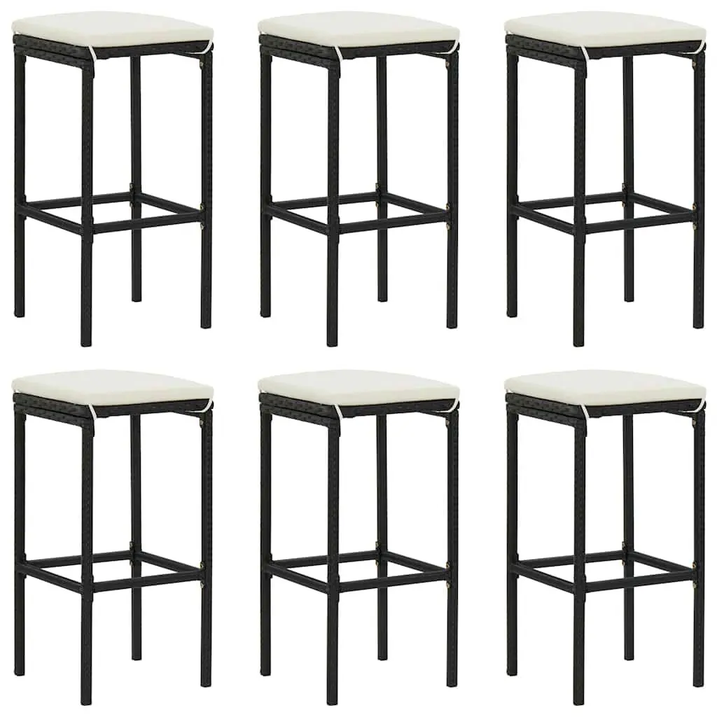 Outdoor Bar Set 7 Piece Black Acacia Wood Steel Frame with Cushions